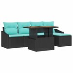 vidaXL Ensemble de salle à manger pour jardin 6 Pièces Noir et Sarcelle