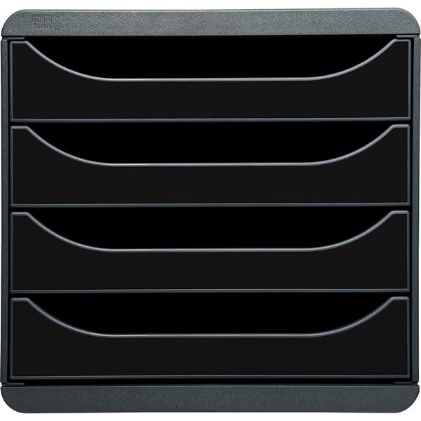 Module De Classement Big Box 4 Tiroirs Glossy - Noir Brillant - Exacompta