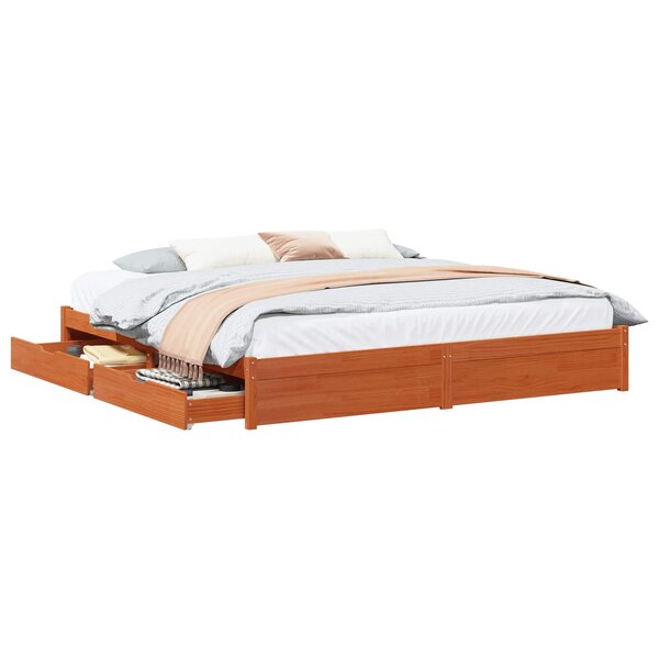 vidaXL Cadre de lit Cire marron 180 x 200 cm Bois de Pin Massif