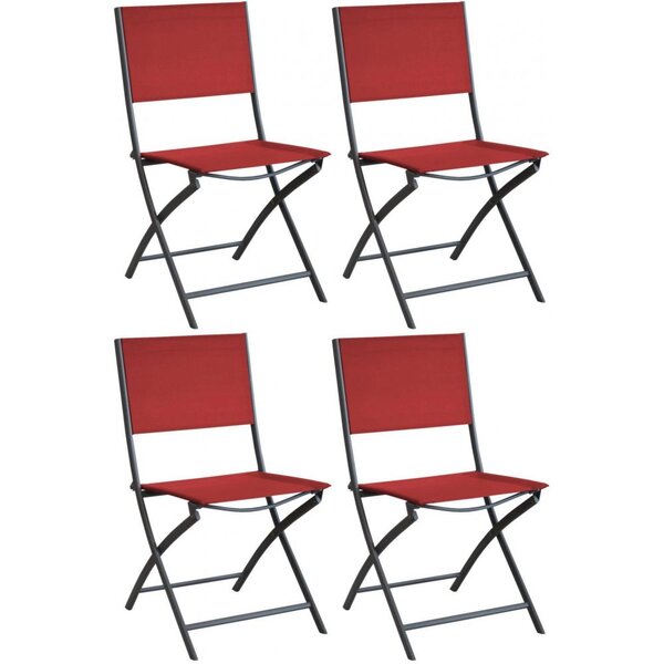 Chaise pliante en acier et toile dream (lot de 4) graphite  rouge