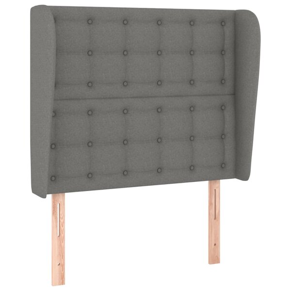 vidaXL Tête de lit avec oreilles Gris foncé 103x23x118/128 cm Tissu