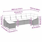 vidaXL Ensemble de Canapé de Jardin 7 Pièces avec Coussins Beige Rattan Poly
