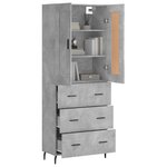 vidaXL Buffet haut Gris béton 69 5x34x180 cm Bois d'ingénierie