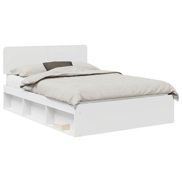 vidaXL Cadre de lit avec tête de lit Blanc 150 x 200 cm Pin massif