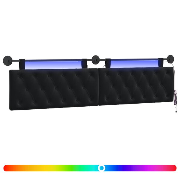 vidaXL Tête de lit suspendue Avec lumière LED Noir Velours