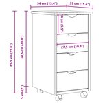 vidaXL Cabinet roulant Noir 34 x 39 x 65 5 cm Bois de Pin Massif