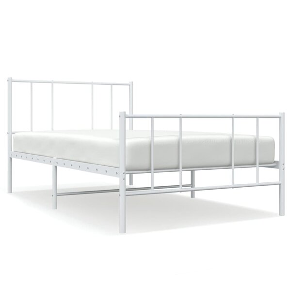 vidaXL Cadre de lit métal avec tête de lit/pied de lit blanc 90x190 cm