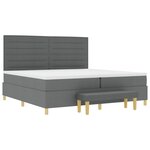 Lit Box Spring vidaXL avec Matelas & Banc Gris Foncé 200x200 cm Tissu
