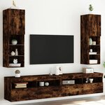 vidaXL Meubles TV avec lumières LED 2 Pièces chêne fumé 30 5x30x102 cm