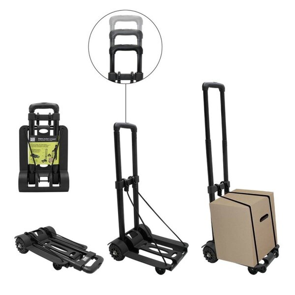 Pack and Move - Diable pliable - 45Kg - Déménagement et Transport - Léger Compact - Petit Diable Manutention - Manche Télescopique - Tendeur intégré