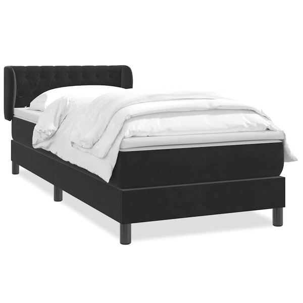 vidaXL Sommier à lattes de lit avec matelas noir 80x220 cm velours
