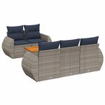 vidaXL Salon de jardin 6 Pièces avec coussins gris résine tressée
