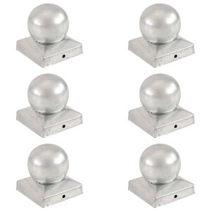 vidaXL Bouchons de poteau 6 Pièces Globe final Métal galvanisé 91x91 mm
