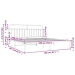 vidaXL Cadre de lit métal sans matelas avec tête de lit noir 200x200cm