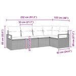 vidaXL Ensemble de Canapés de Jardin 5 Pièces avec Coussins Bruns en Poly Rotin