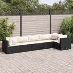 vidaXL Salon de jardin 6 Pièces avec coussins Noir Résine tressée