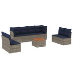 vidaXL Salon de jardin 9 Pièces avec coussins gris résine tressée