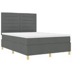 vidaXL Lit à ressorts avec matelas Gris foncé 140 x 190 cm tissu