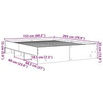 vidaXL Cadre de lit sans matelas chêne fumé 150x200 cm bois ingénierie