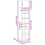 vidaXL Armoire de rangement mince chêne fumé 45x42 5x225 cm