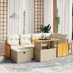 vidaXL Salon de jardin avec coussins 7 Pièces beige résine tressée