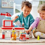 Lego 10970 duplo la caserne et l'hélicoptere des pompiers  avec jouet camion push & go pour les enfants de 2 ans et plus