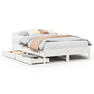 vidaXL Cadre de lit sans matelas blanc 140x190 cm bois de pin massif