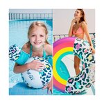 Brassards de natation 3-6 ans + bouée gonflable ø120cm + ballon gonflable ø28cm - pack jeunesse leopard