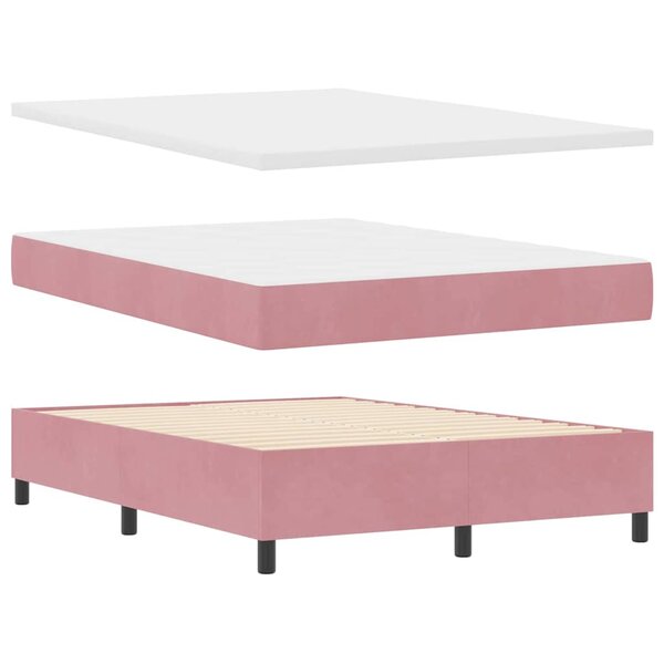 vidaXL Lit à ressorts avec matelas Rose 140 x 190 cm Velours