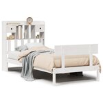 vidaXL Lit bibliothèque sans matelas blanc 90x190cm bois de pin massif