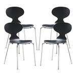 Lot de 4 chaises de salle à manger moderne design robuste noir / chrome 03_0009838
