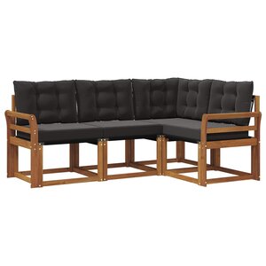vidaXL Ensemble de canapés d'extérieur 4 pc Naturel et Noir