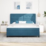 lit box spring vidaXL avec matelas bleu foncé 180x200 cm en velours
