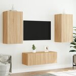 vidaXL Unités murales TV avec LED 4 Pièces chêne sonoma bois d'ingénierie