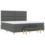 vidaXL Lit avec Sommier et Banc Gris Foncé 200x200 cm Tissu