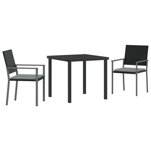 vidaXL Ensemble de salle à manger pour jardin 3 Pièces Noir et Gris Clair