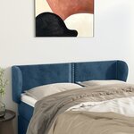 vidaXL Tête de lit avec oreilles Bleu foncé 147x23x78/88 cm Velours