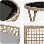 Ensemble Bistro de Jardin 3 Pièces avec Coussins Beige en Poly Rattan