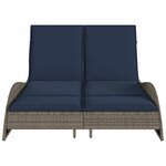 vidaXL Chaise longue avec coussins Gris 114 x 205 x 73 cm Résine tressée