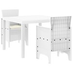 vidaXL Ensemble salle à manger de jardin 3 pièces avec coussins Blanc Rotin synthétique