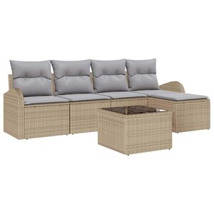 vidaXL Ensemble de canapé de jardin 6 Pièces Beige polyrotin