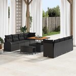 vidaXL Ensemble de canapé de jardin 11 Pièces Noir 100 x 100 x 71 cm