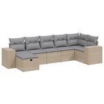 vidaXL Salon de jardin avec coussins 7Pièces mélange beige résine tressée