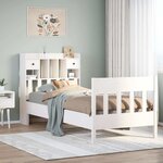 vidaXL Cadre de lit sans matelas blanc 90x190 cm bois de pin massif