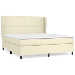 vidaXL Sommier à lattes de lit avec matelas Crème 180x200cm Similicuir