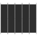 vidaXL Cloison de séparation 5 panneaux Noir 250x220 cm Tissu