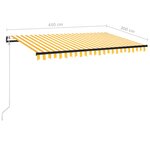 vidaXL Auvent automatique capteur de vent/LED 450x300cm Jaune et blanc