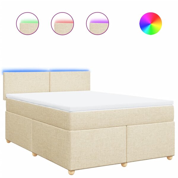 vidaXL Sommier à lattes de lit avec matelas Crème 140x190 cm Tissu