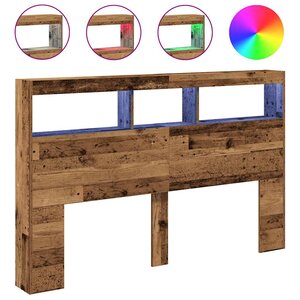 vidaXL Armoire tête de lit avec LED vieux bois 160x17x102 cm