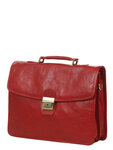 Serviette cartable homme Premium en cuir - KATANA - 2 soufflets - 38 cm - 31022-Rouge